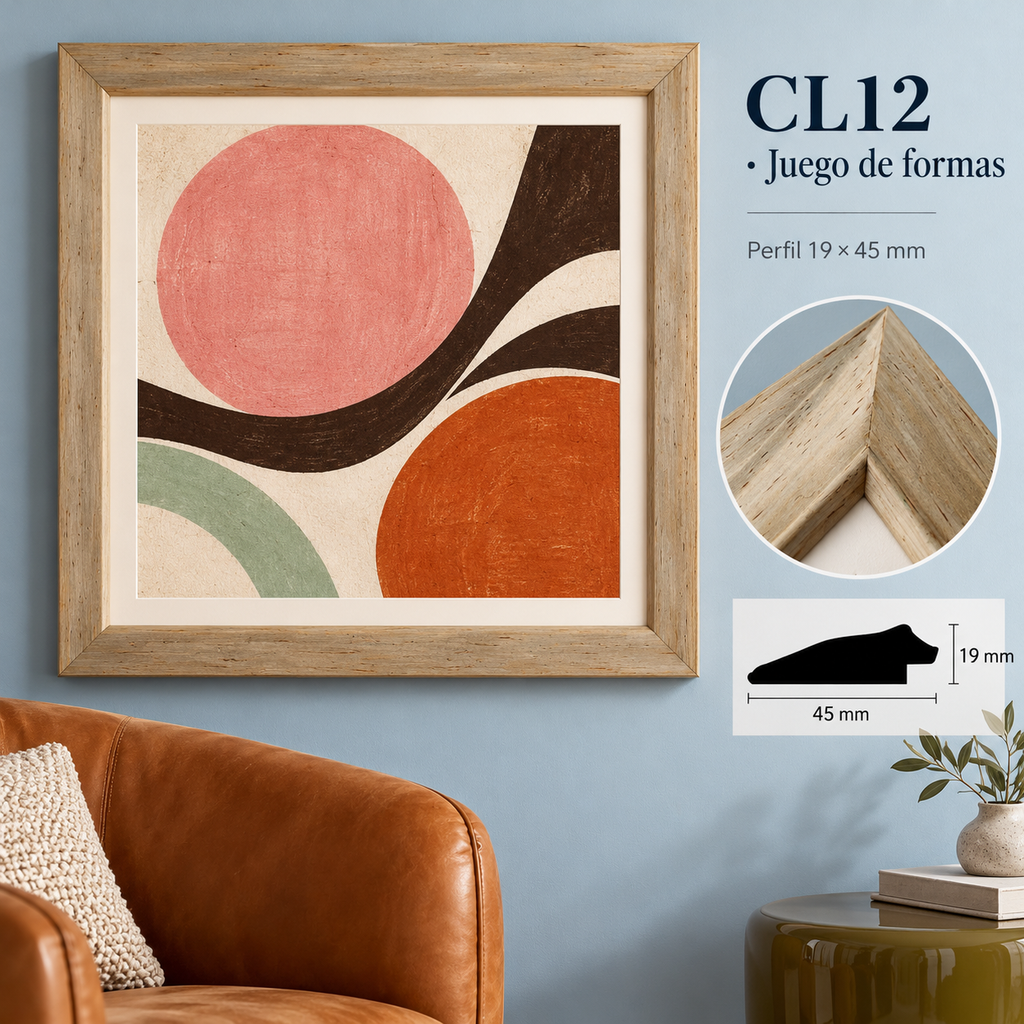 Moldura de madera lisa para marco CL12 – Kit de 4 piezas