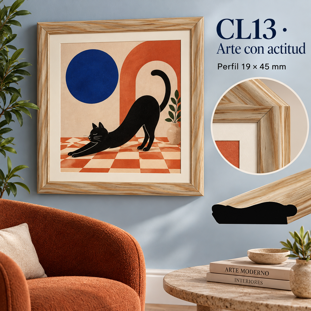 Moldura de madera lisa para marco CL13 – Kit de 4 piezas