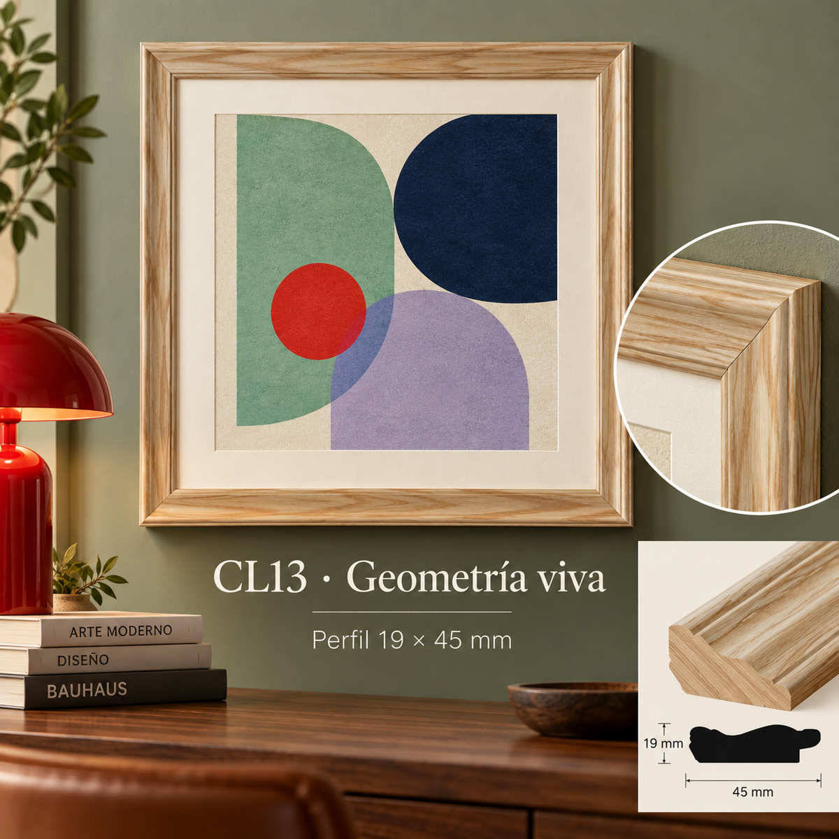 Moldura de madera lisa para marco CL13 – Kit de 4 piezas