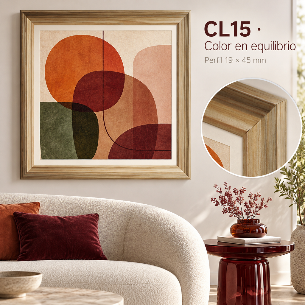 Moldura de madera lisa para marco CL15 – Kit de 4 piezas