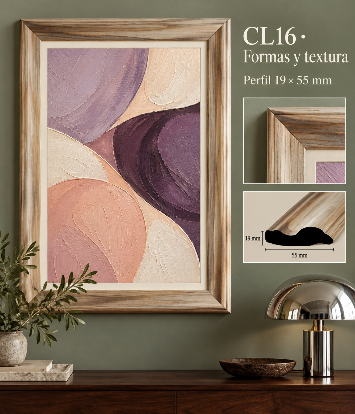 Moldura de madera lisa para marco CL16 – Kit de 4 piezas
