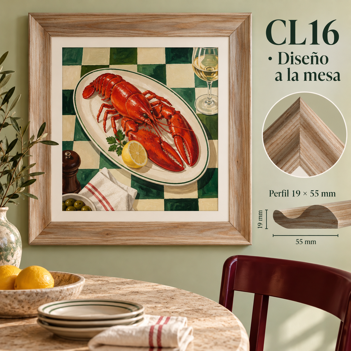 Moldura de madera lisa para marco CL16 – Kit de 4 piezas
