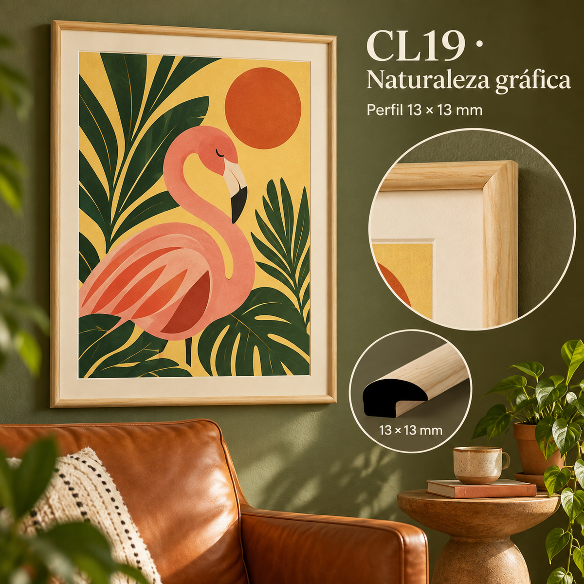 Moldura de madera lisa para marco CL19 – Kit de 4 piezas
