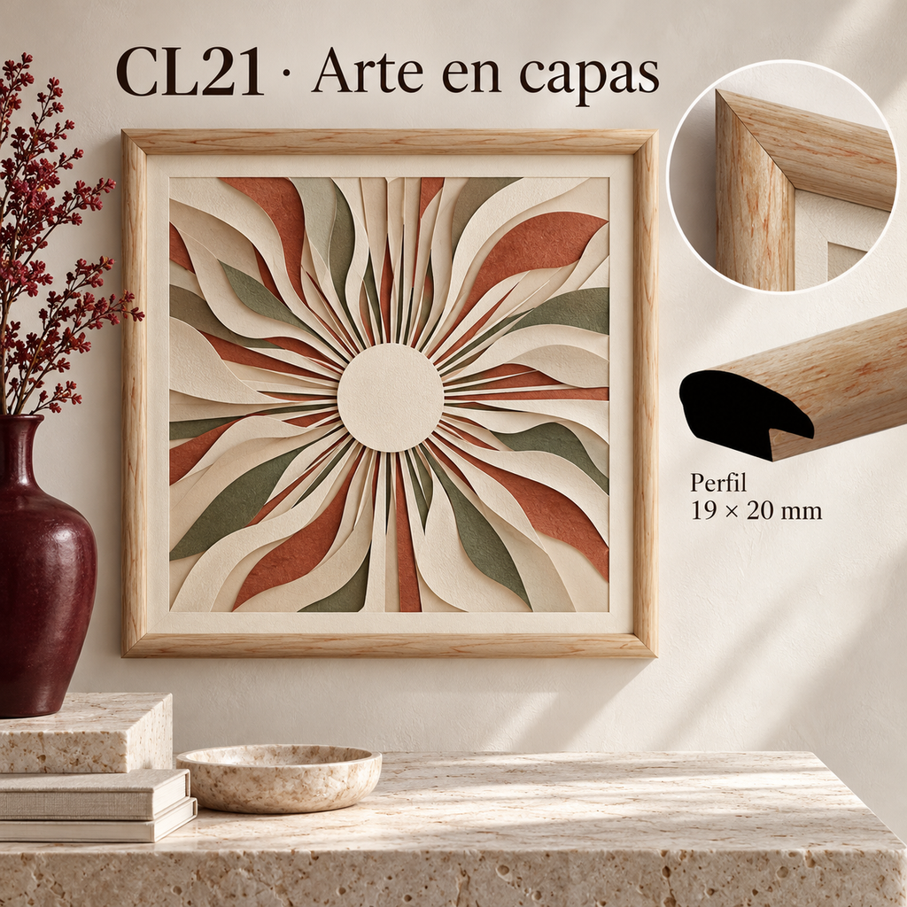 Moldura de madera lisa para marco CL21 – Kit de 4 piezas
