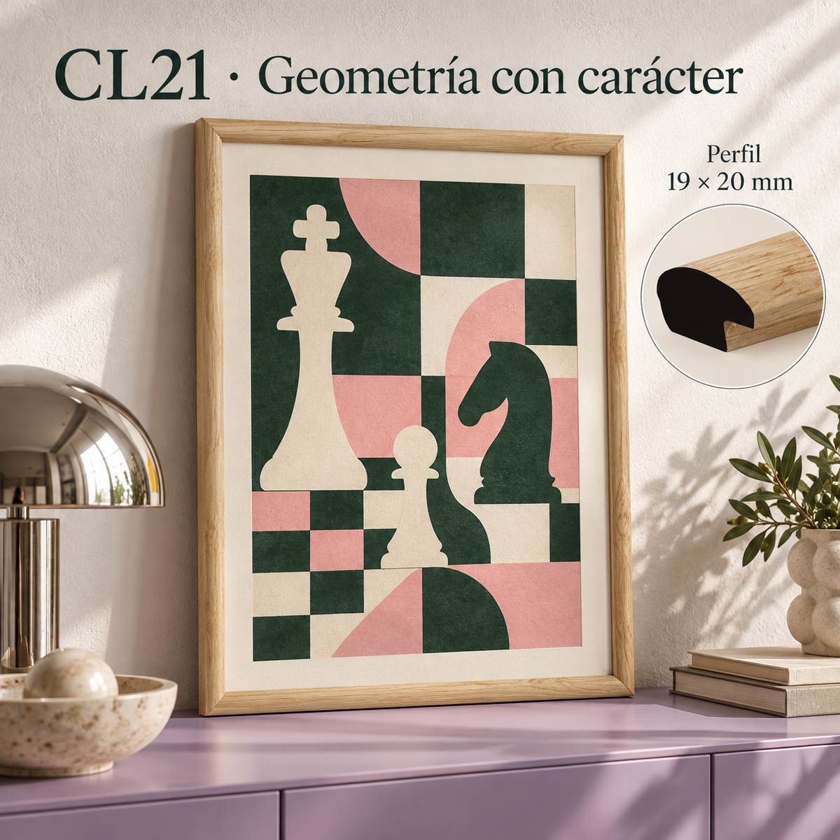 Moldura de madera lisa para marco CL21 – Kit de 4 piezas