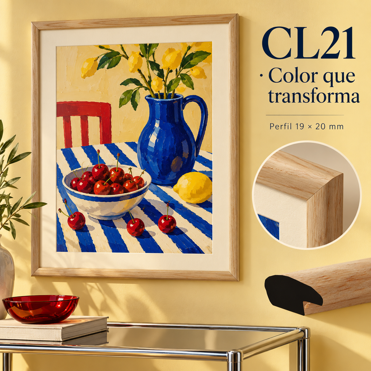 Moldura de madera lisa para marco CL21 – Kit de 4 piezas