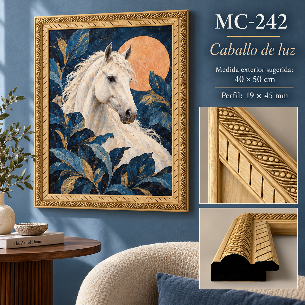 Moldura de madera grabada para marco MC242 – Kit de 4 piezas