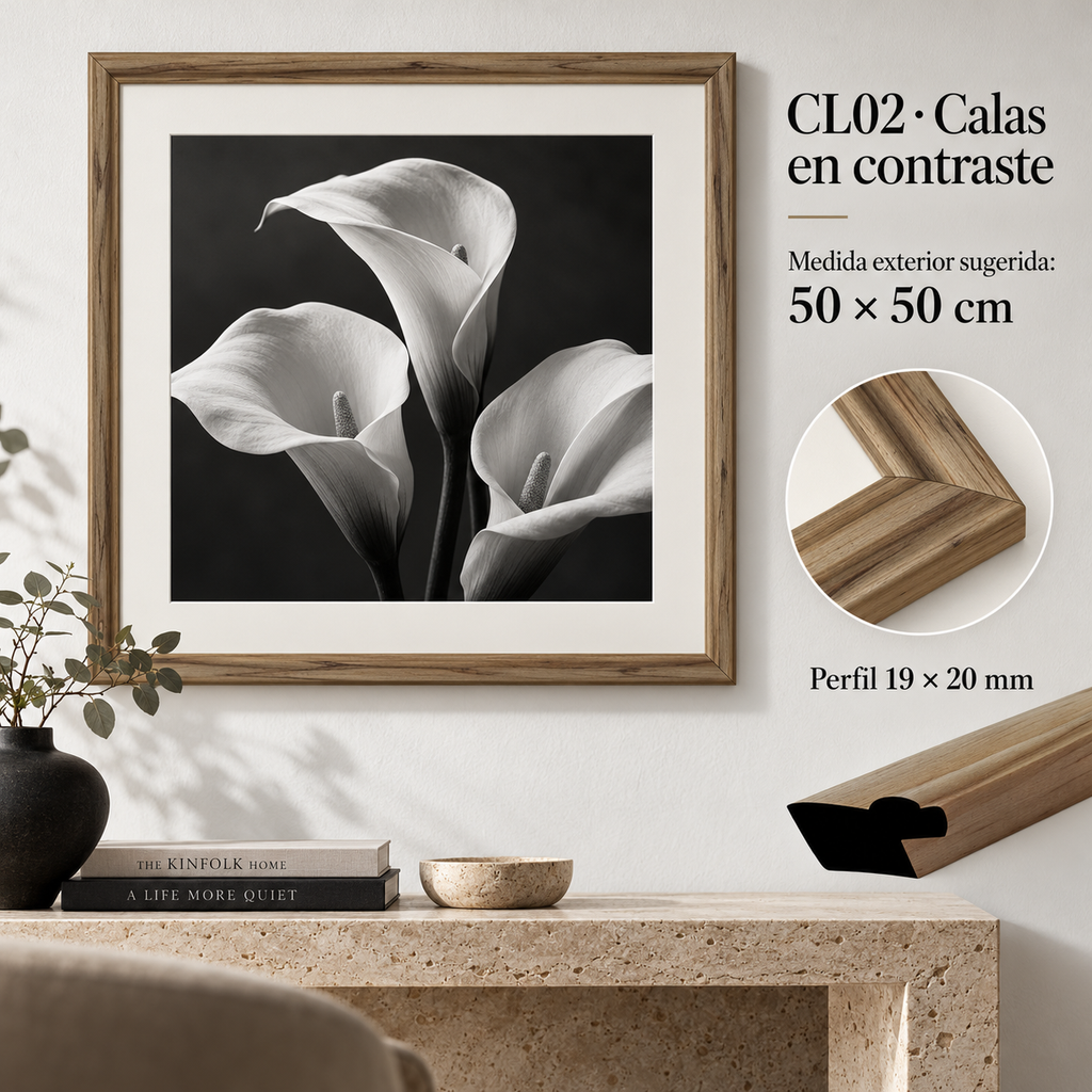 Moldura de madera lisa para marco CL02 – Kit de 4 piezas