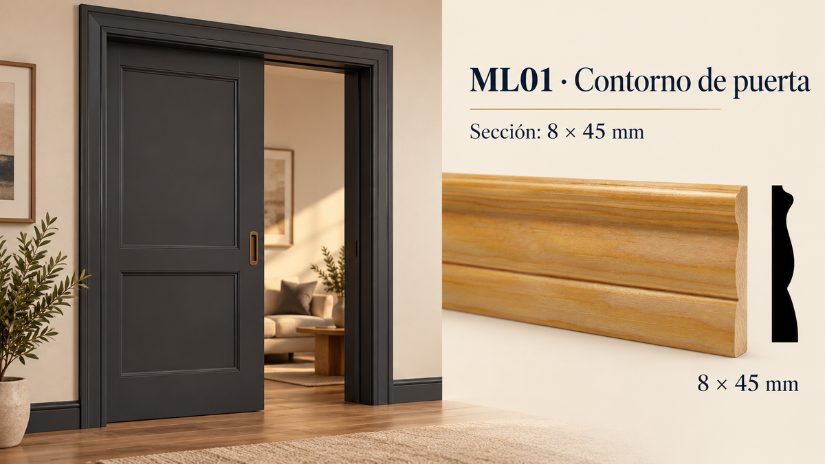 Moldura de madera lisa para mueble ML-01 – Kit de 4 Piezas TIPO CHAMBRANA