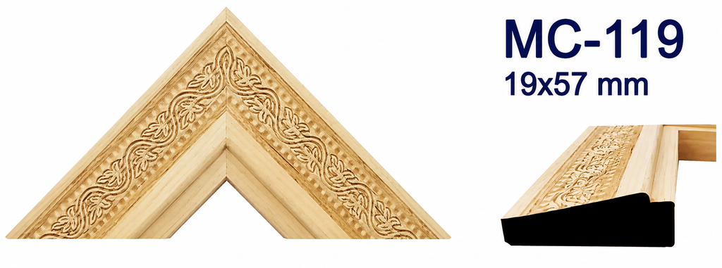 Moldura de madera grabada para marco MC119 – Kit de 4 piezas