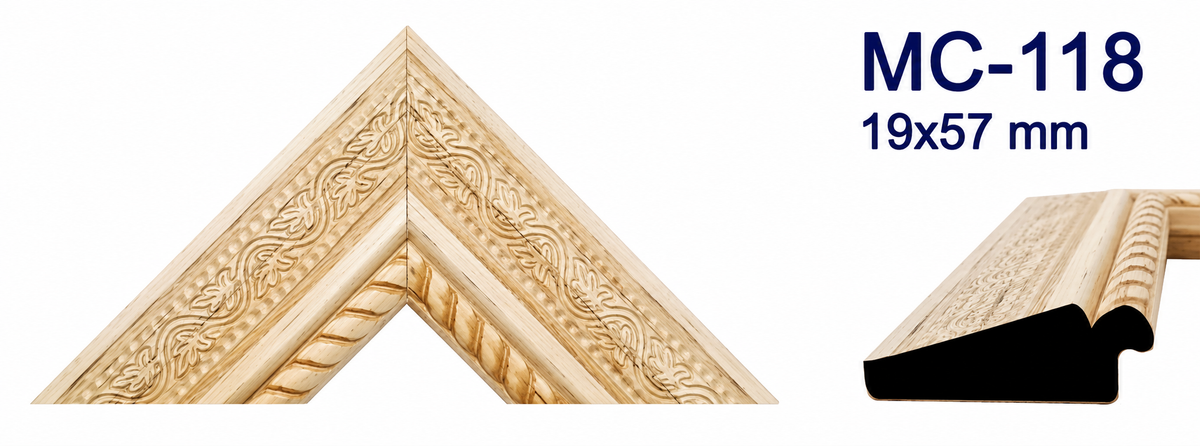 Moldura de madera grabada para marco MC118 – Kit de 4 piezas