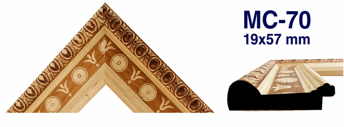 Moldura de madera grabada para marco MC70 – Kit de 4 piezas