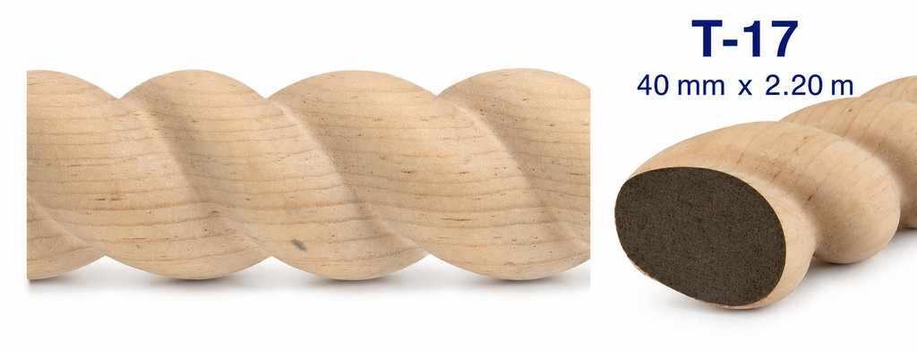 Kit 4 Bastones Trenzados T-17 de Madera | 50 cm c/u | Pino Natural para Proyectos DIY