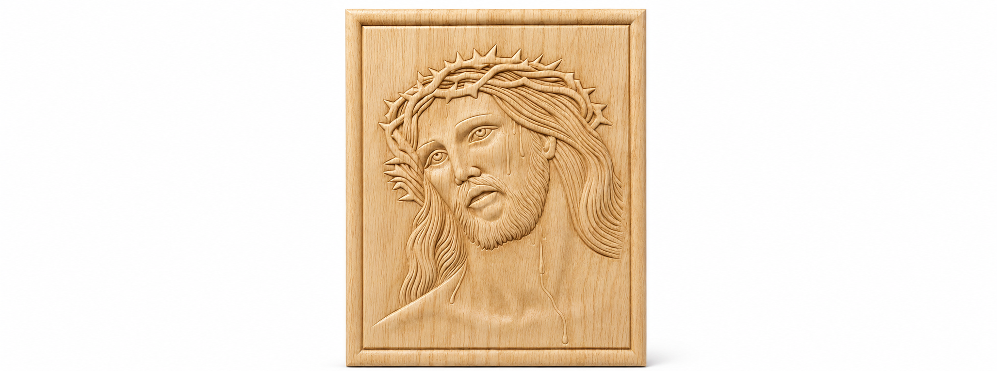 Rostro de Cristo Decorativo en Madera Natural