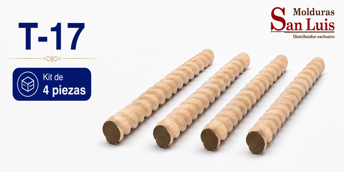 Kit 4 Bastones Trenzados T-17 de Madera | 50 cm c/u | Pino Natural para Proyectos DIY