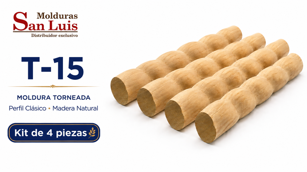 Kit 4 Bastones Trenzados T-15 de Madera | 55 cm c/u | Pino Natural para Proyectos DIY