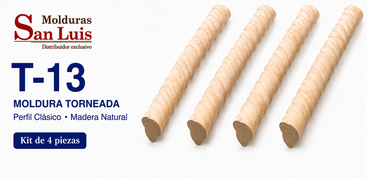 Kit 4 Bastones Trenzados T-13 de Madera | 55 cm c/u | Pino Natural para Proyectos DIY