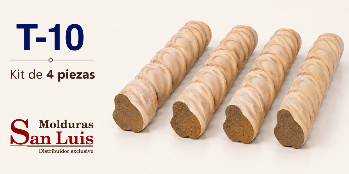 Kit 4 Bastones Trenzados T-10 de Madera | 55 cm c/u | Pino Natural para Proyectos DIY