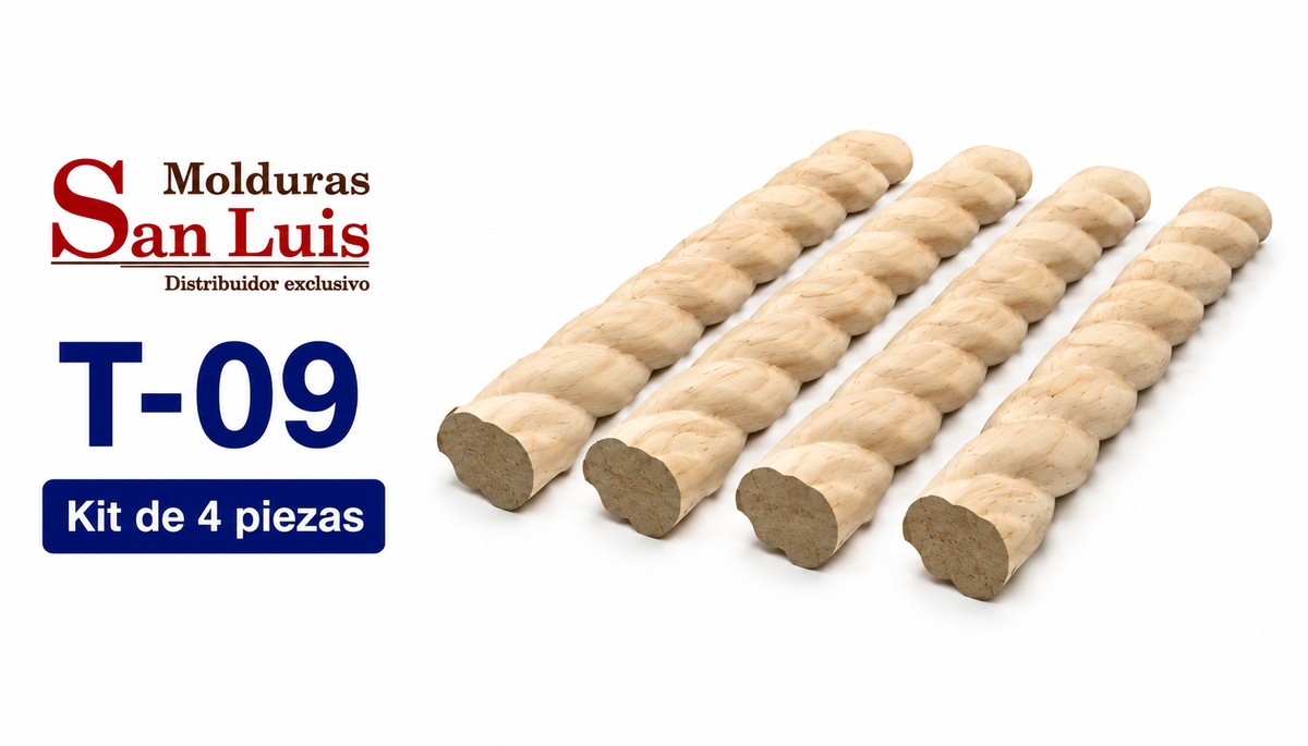 Kit 4 Bastones Trenzados T-09 de Madera | 55 cm c/u | Pino Natural para Proyectos DIY