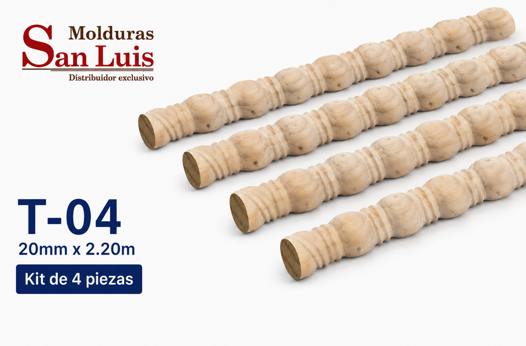 Kit 4 Bastones Trenzados T-04 de Madera | 55 cm c/u | Pino Natural para Proyectos DIY
