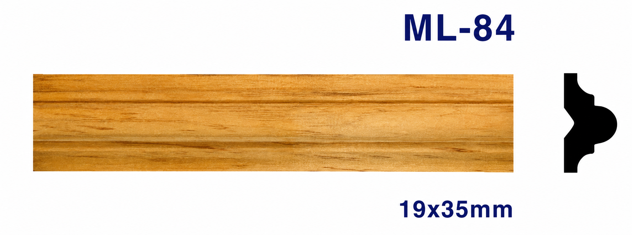 Moldura de madera lisa para mueble ML-84– Kit de 2 Piezas (2.5 m Totales)