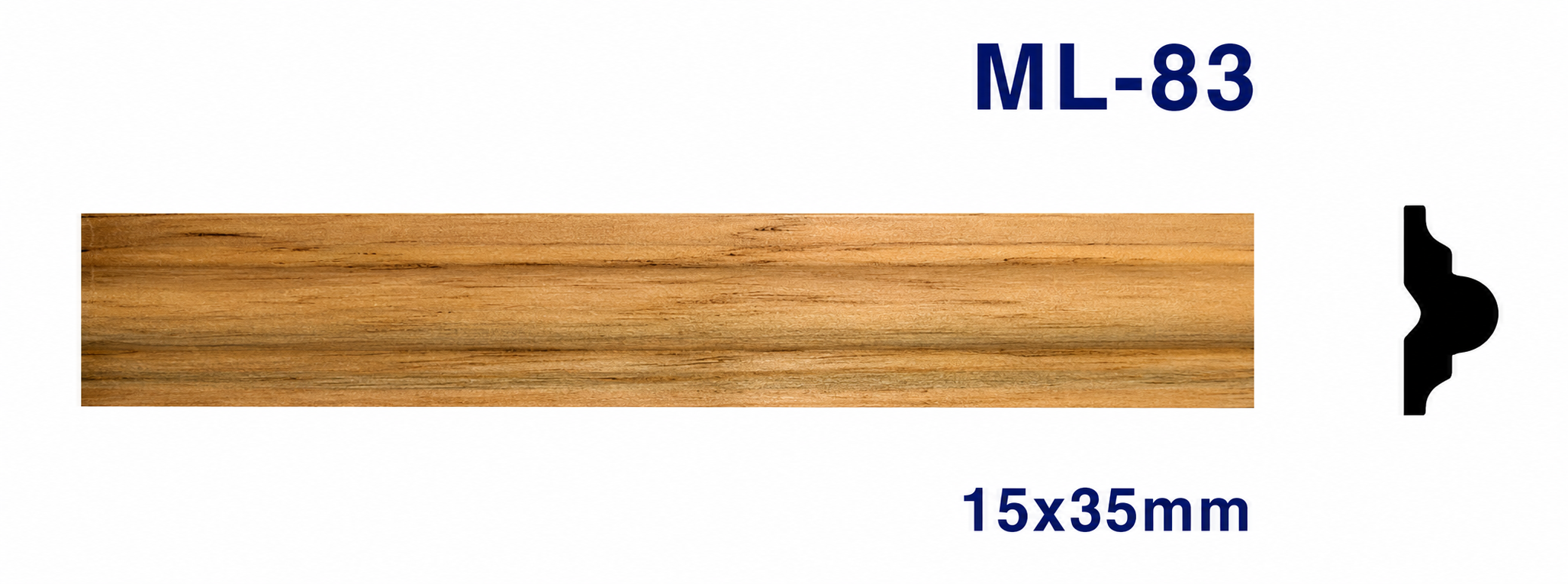 Moldura de madera lisa para mueble ML-83 - Kit de 2 Piezas (2.5 m Totales)