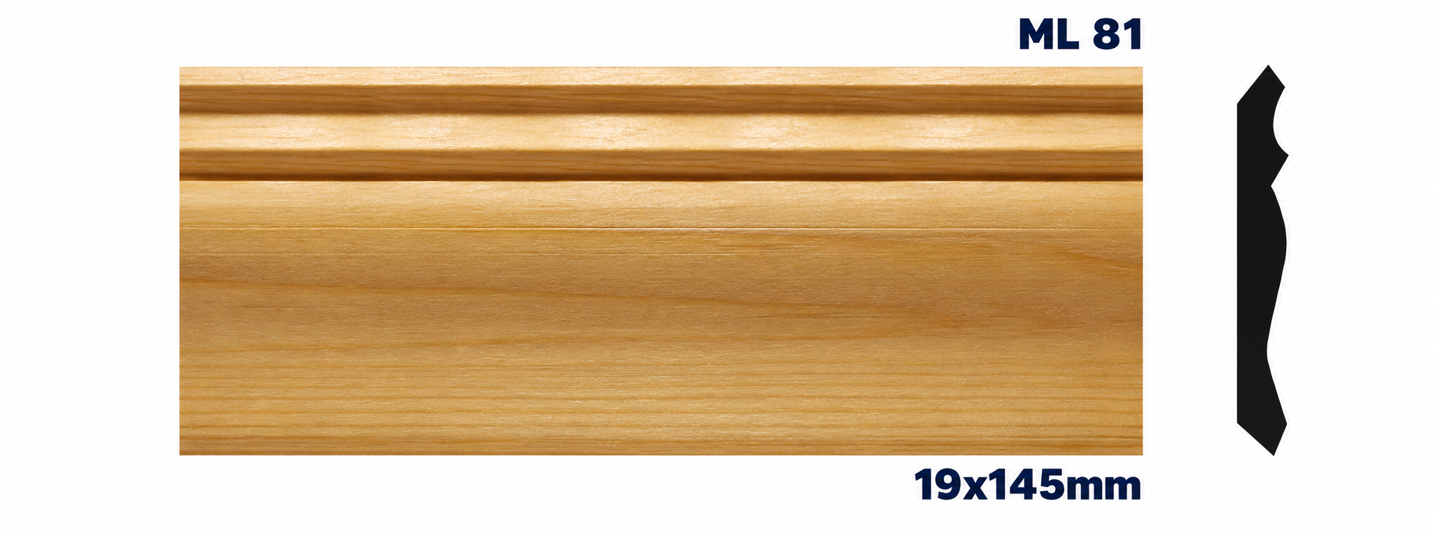 Moldura de madera lisa para mueble ML-81– Kit de 2 Piezas (2.5 m Totales)