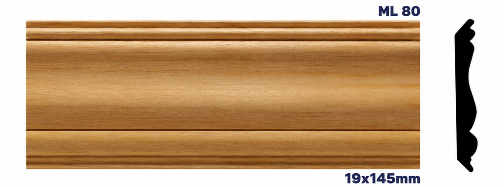 Moldura de madera lisa para mueble ML-80– Kit de 4 Piezas CORNISA