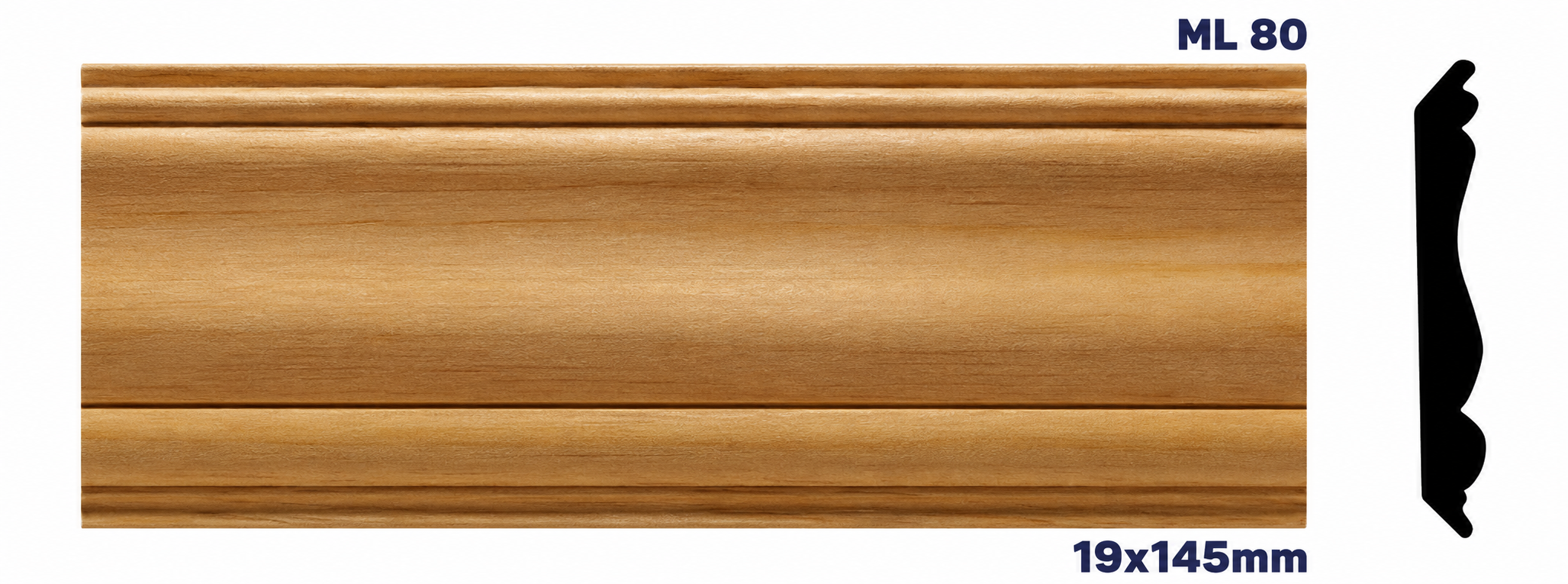 Moldura de madera lisa para mueble ML-80– Kit de 2 Piezas (2.5 m Totales)