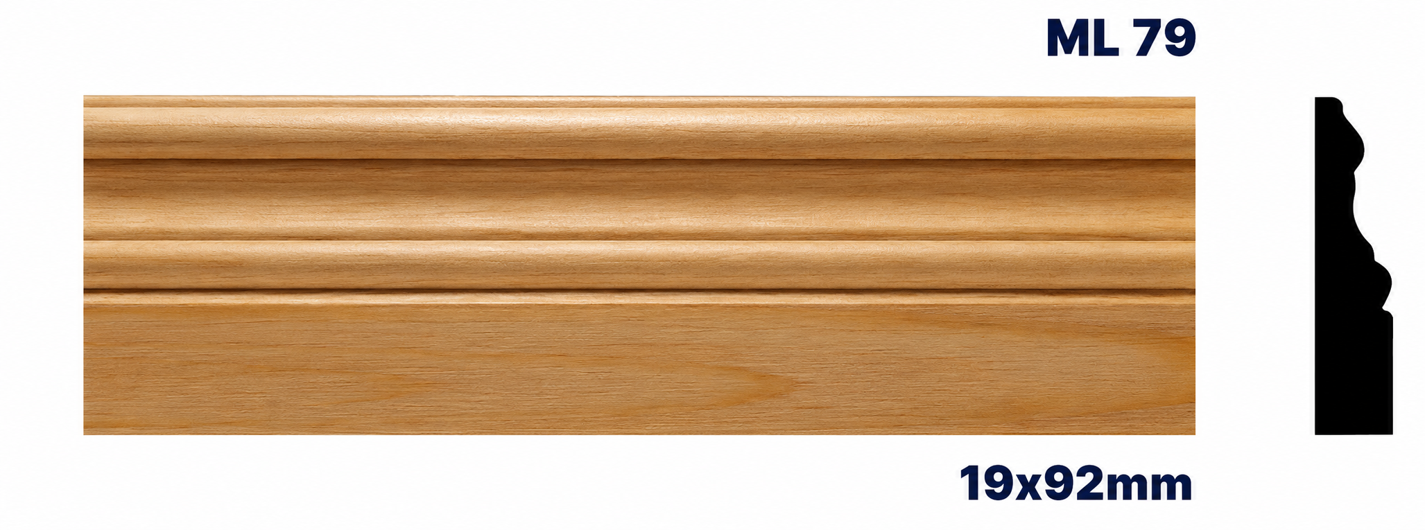 Moldura de madera lisa para mueble ML-79 – Kit de 2 Piezas (2.5 m Totales)