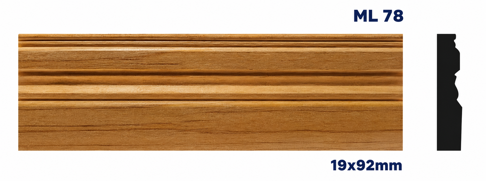 Moldura de madera lisa para mueble ML-78 – Kit de 2 Piezas (2.5 m Totales)
