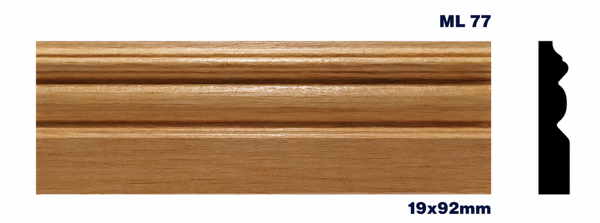 Moldura de madera lisa para mueble ML-77 – Kit de 2 Piezas (2.5 m Totales)