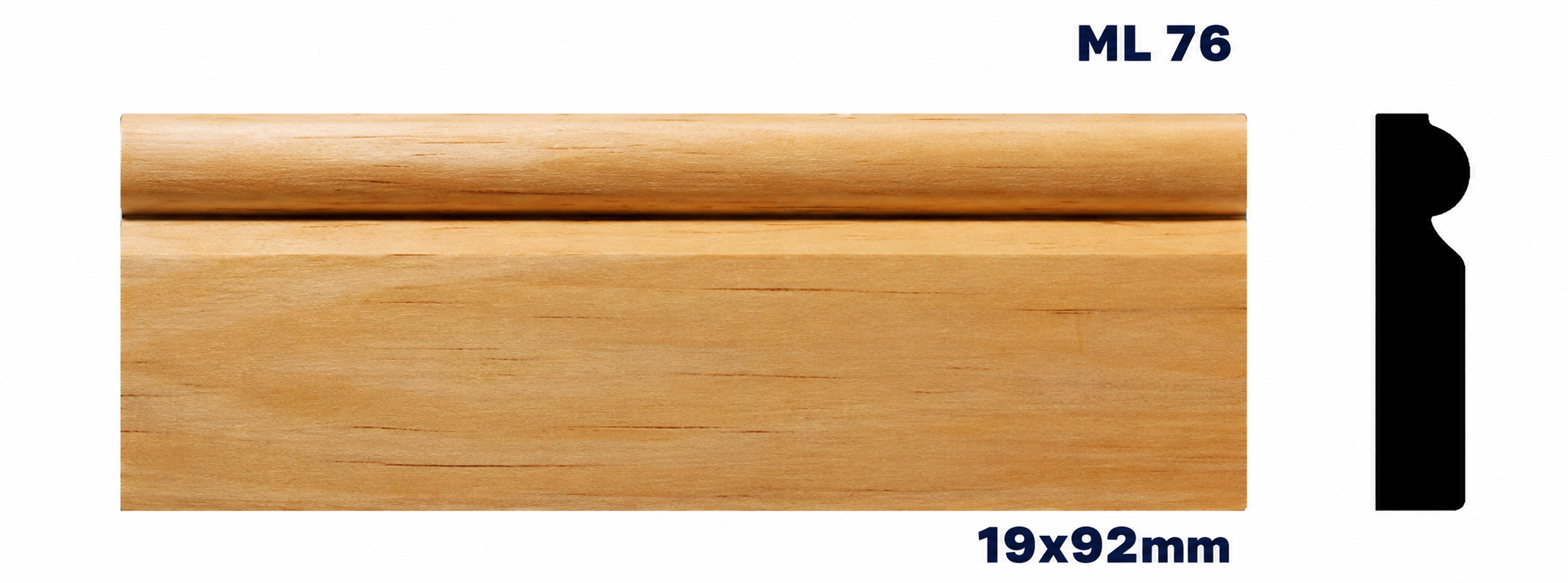 Moldura de madera lisa para mueble ML-76– Kit de 2 Piezas (2.5 m Totales)
