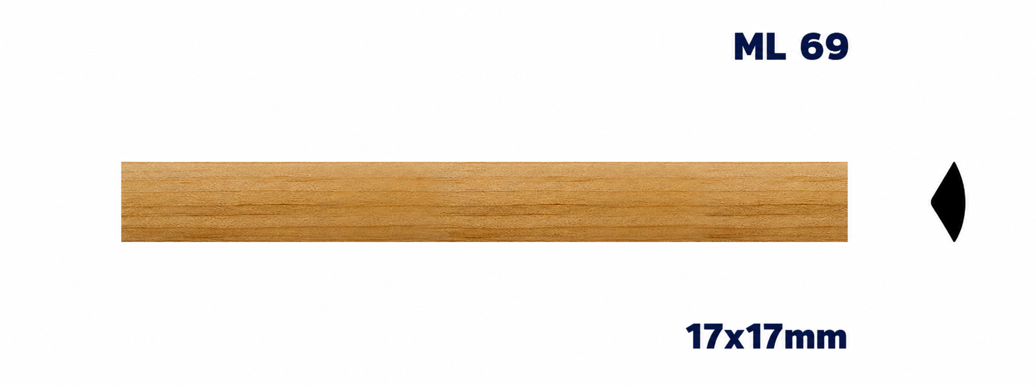 Moldura de madera lisa para mueble ML-69 – Kit de 2 Piezas (2.5 m Totales)