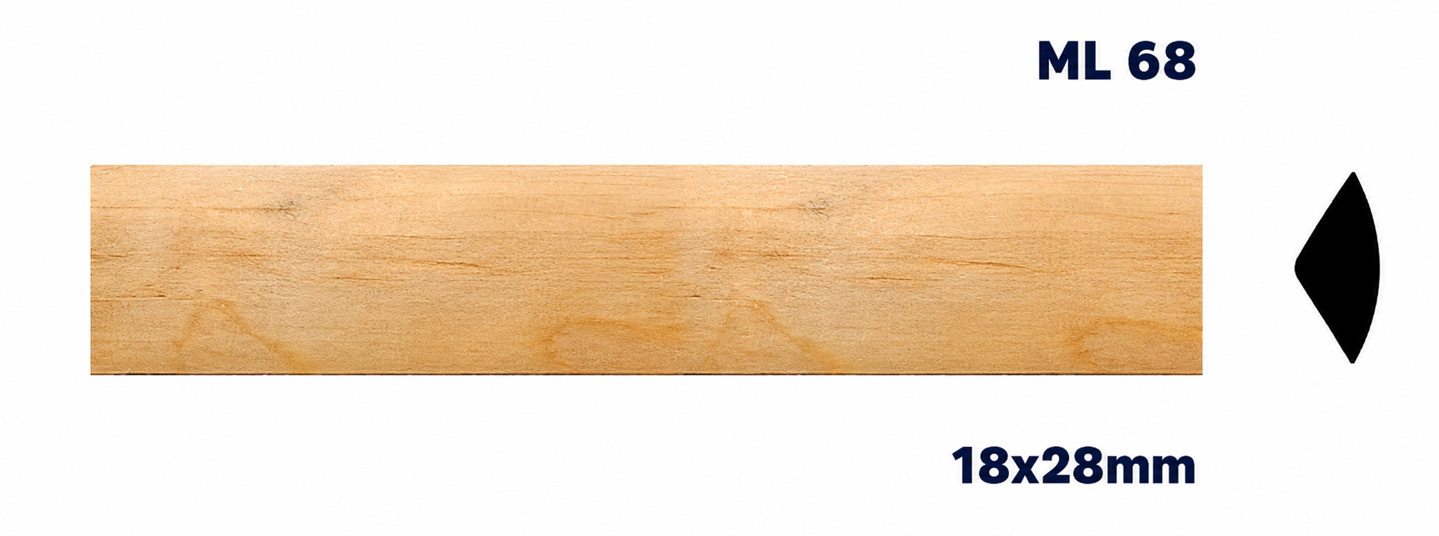 Moldura de madera lisa para mueble ML-68 – Kit de 2 Piezas (2.5 m Totales)