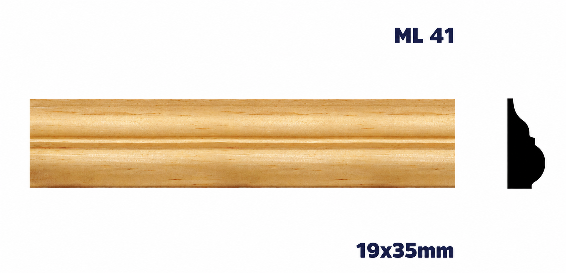 Moldura de madera lisa para mueble ML-41– Kit de 2 Piezas (2.5 m Totales)