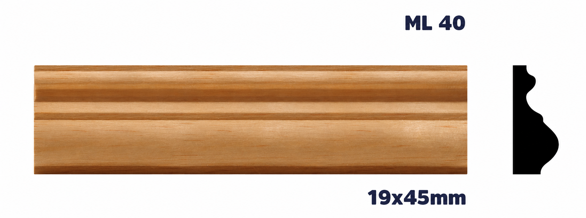 Moldura de madera lisa para mueble ML-40– Kit de 2 Piezas (2.5 m Totales)