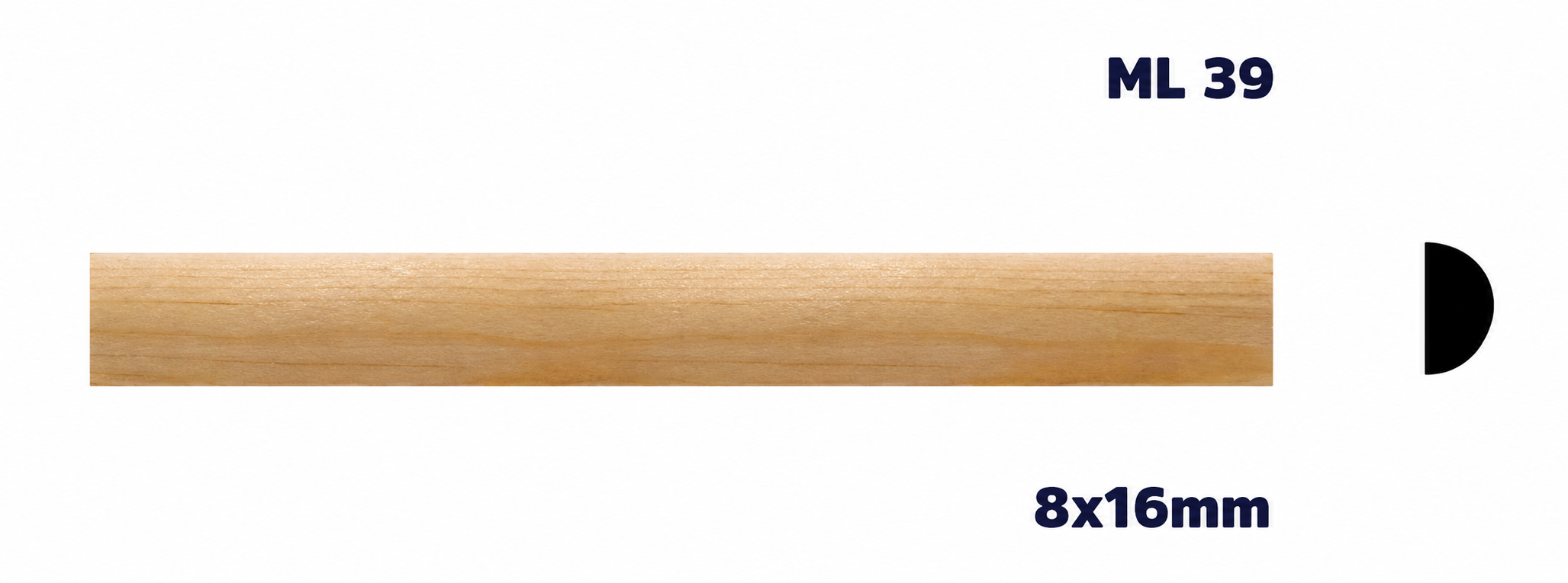 Moldura de madera lisa para mueble ML-39 – Kit de 2 Piezas (2.5 m Totales)