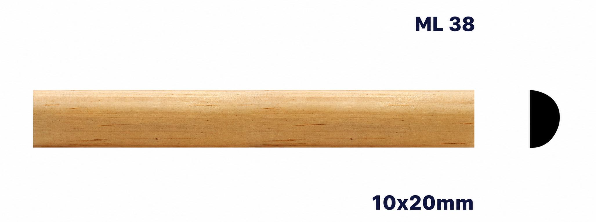 Moldura de madera lisa para mueble ML-38 – Kit de 2 Piezas (2.5 m Totales)