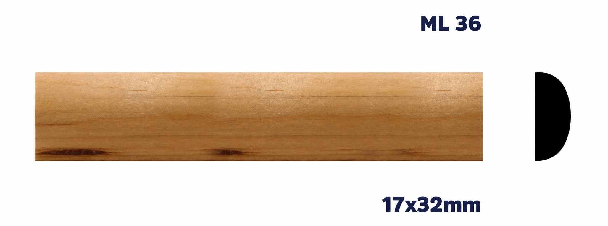 Moldura de madera lisa para mueble ML-3 – Kit de 2 Piezas (2.5 m Totales)