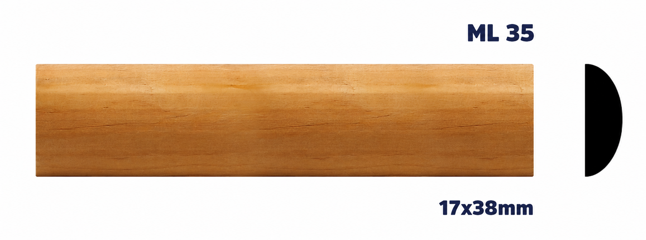 Moldura de madera lisa para mueble ML-35 – Kit de 2 Piezas (2.5 m Totales)