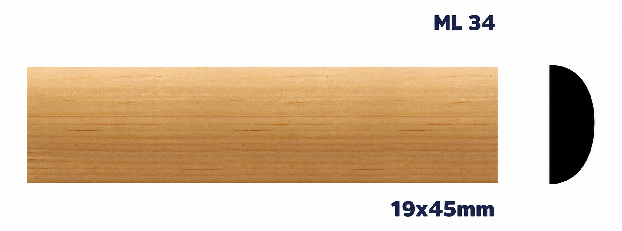 Moldura de madera lisa para mueble ML-34 – Kit de 2 Piezas (2.5 m Totales)