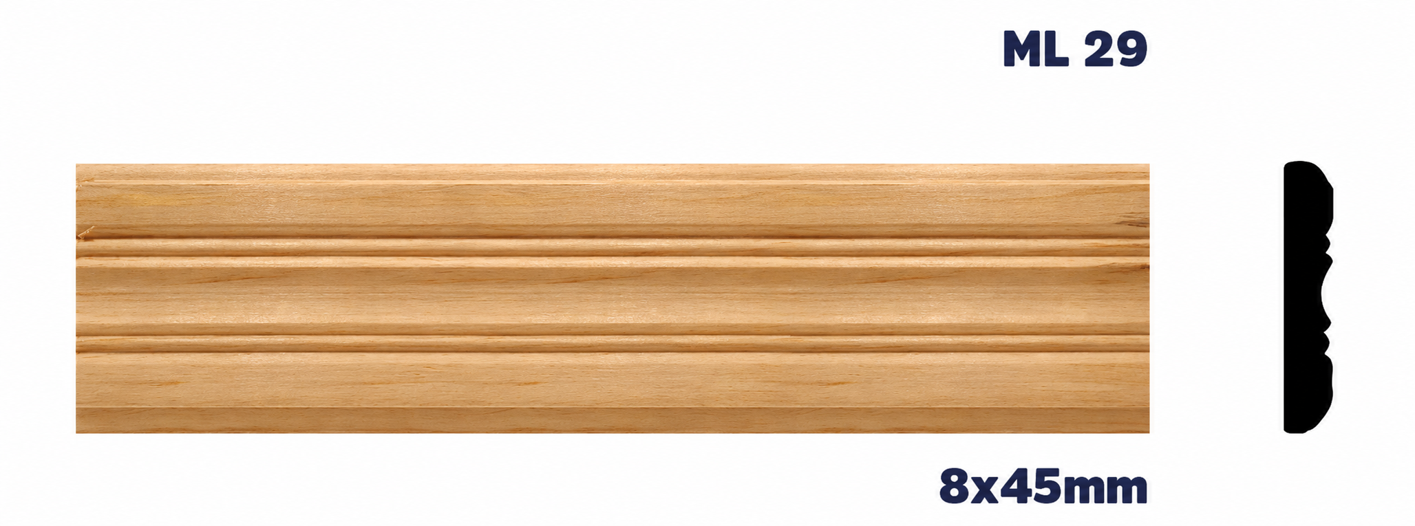Moldura de madera lisa para mueble ML-29 – Kit de 2 Piezas (2.5 m Totales)