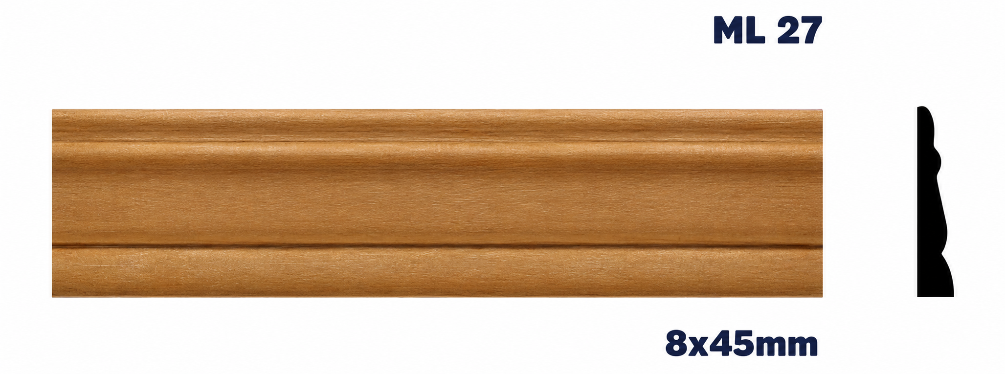 Moldura de madera lisa para mueble ML-27 – Kit de 2 Piezas (2.5 m Totales)