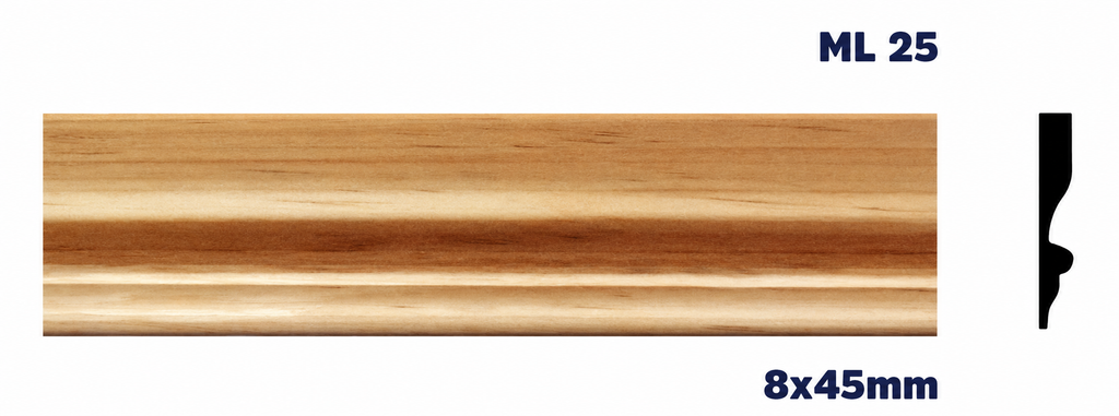Moldura de madera lisa para mueble ML-25 – Kit de 4 Piezas TIPO ZOCLO