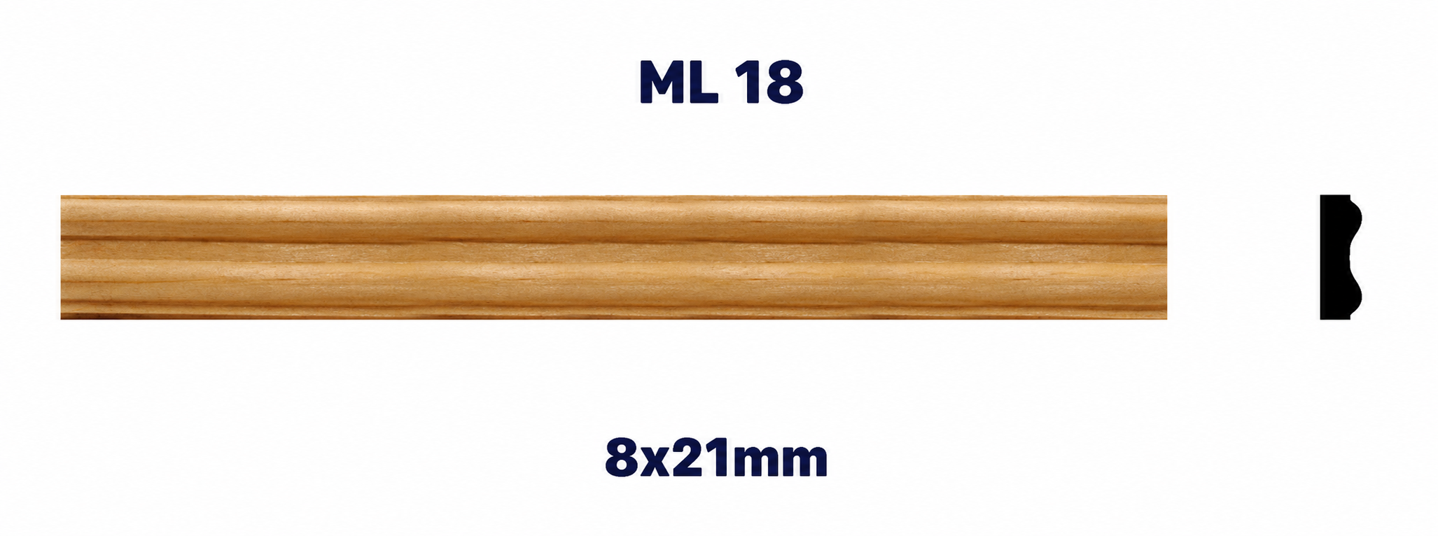 Moldura de madera lisa para mueble ML-18– Kit de 2 Piezas (2.5 m Totales)