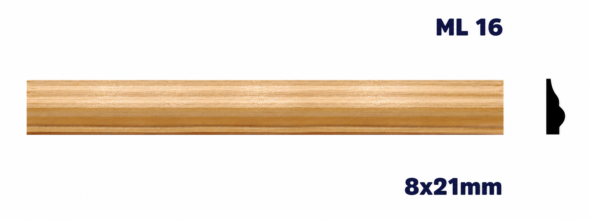Moldura de madera lisa para mueble ML-16 – Kit de 2 Piezas (2.5 m Totales)