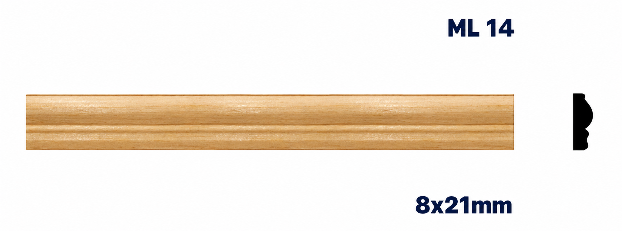 Moldura de madera lisa para mueble ML-14 – Kit de 2 Piezas (2.5 m Totales)