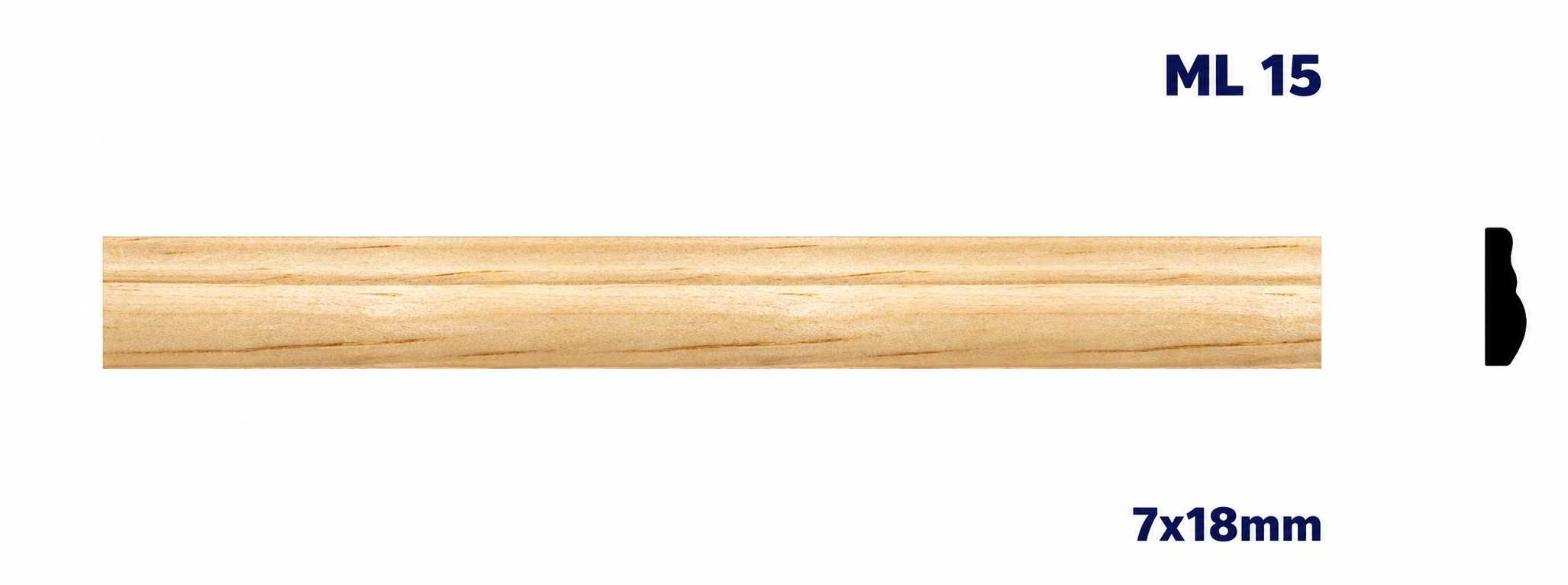 Moldura de madera lisa para mueble ML-15 – Kit de 2 Piezas (2.5 m Totales)