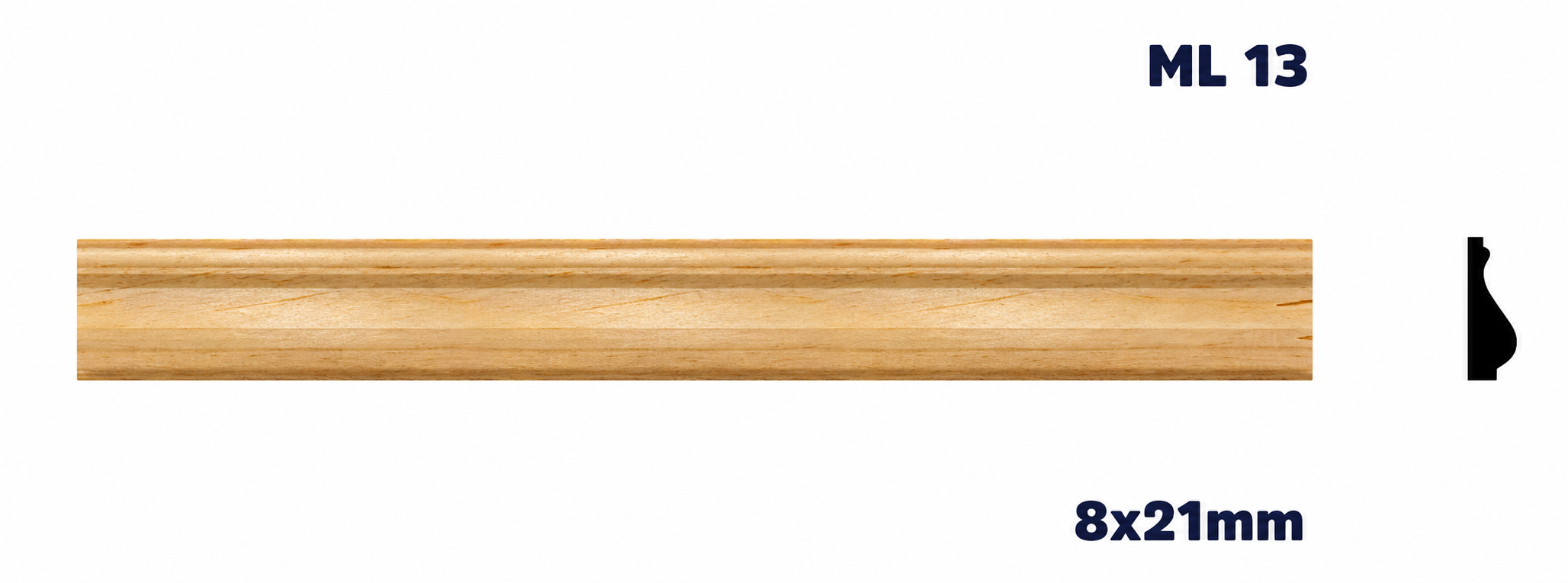 Moldura de madera lisa para mueble ML-13 – Kit de 2 Piezas (2.5 m Totales)